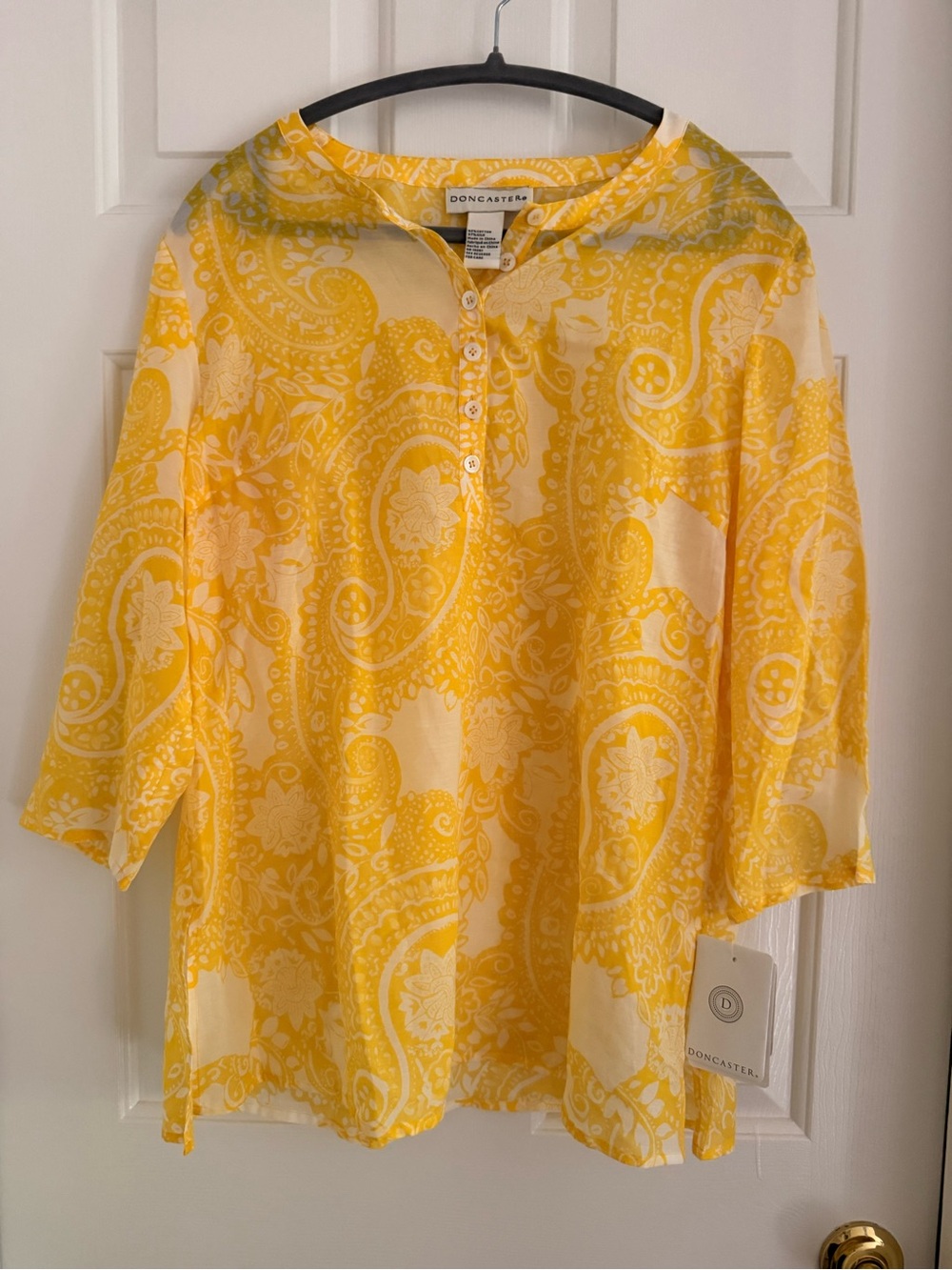 NWT- Doncaster Yellow Paisley Top